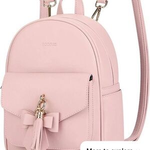 Pink Mini Backpack Purse with Bow Tassel